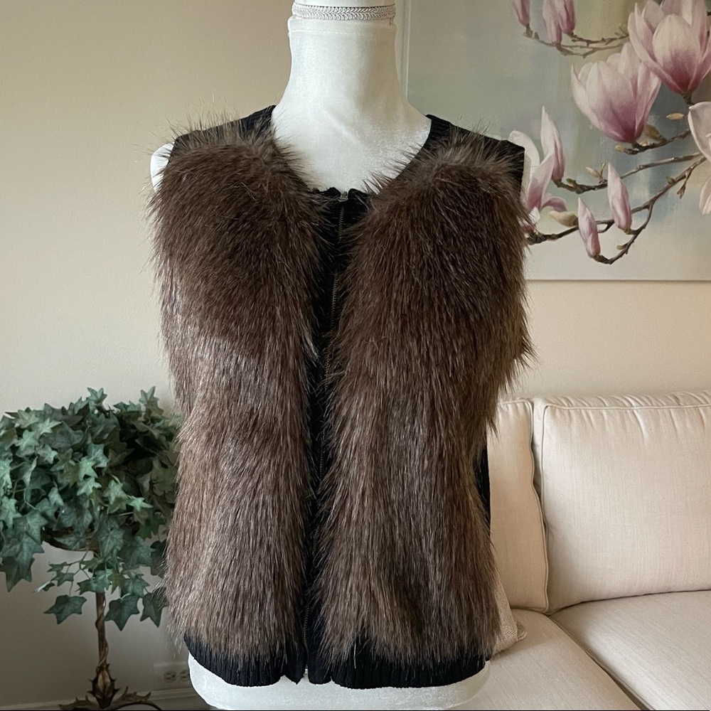 Adrianna Papell Faux Fur Sweater Vest